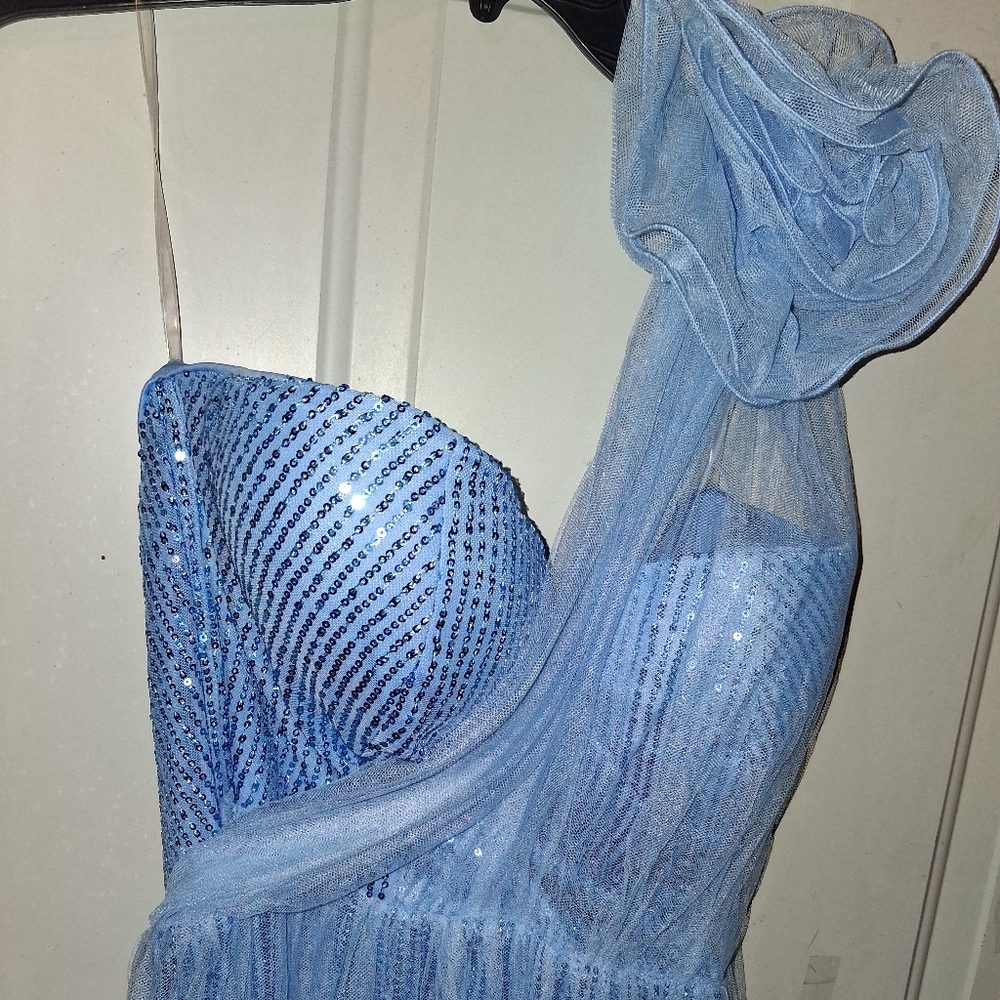 Plus Size Elegant Blue Sequin Dress Size 3x